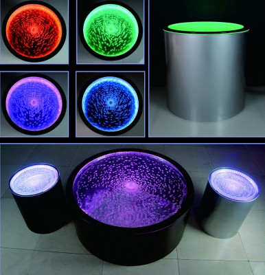 Stolík Led Kruh Voda Stěna Bar Pult Regál Nábytek Osvětlený
