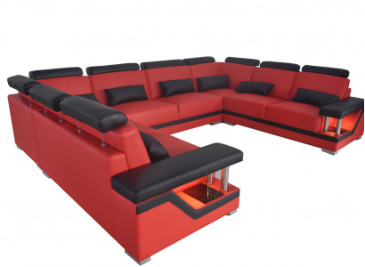 Kůžená pohovka Rozkládací pohovka Obývací souprava Rozkládací souprava Moderní designová sofa U-Forma Nová L6002