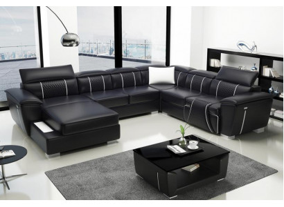 Ecksofa Wohnlandschaft Sofa Couch Polster Leder Design Relax Multifunktion UForm   Rohová sedací souprava Pohovka Sedací souprava Látka Kůže design Relax Multifunkce U-forma