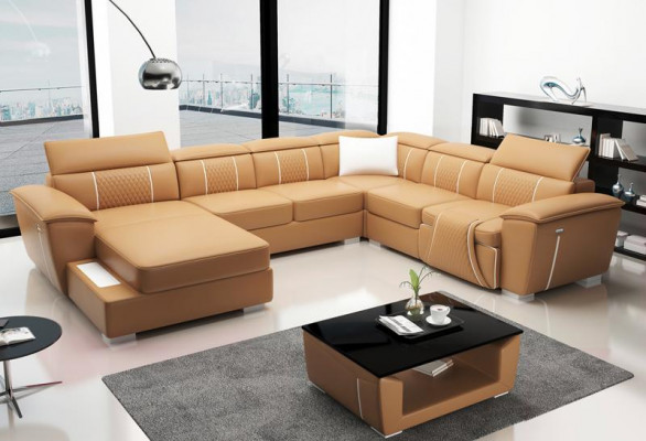 Ecksofa Wohnlandschaft Sofa Couch Polster Leder Design Relax Multifunktion UForm   Rohová sedací souprava Pohovka Sedací souprava Látka Kůže design Relax Multifunkce U-forma