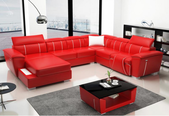Ecksofa Wohnlandschaft Sofa Couch Polster Leder Design Relax Multifunktion UForm   Rohová sedací souprava Pohovka Sedací souprava Látka Kůže design Relax Multifunkce U-forma