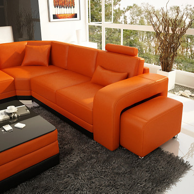 Design kůže obývací stěna Rohlík Sofa Moderní souprava Pohovka Růžová Nová USB