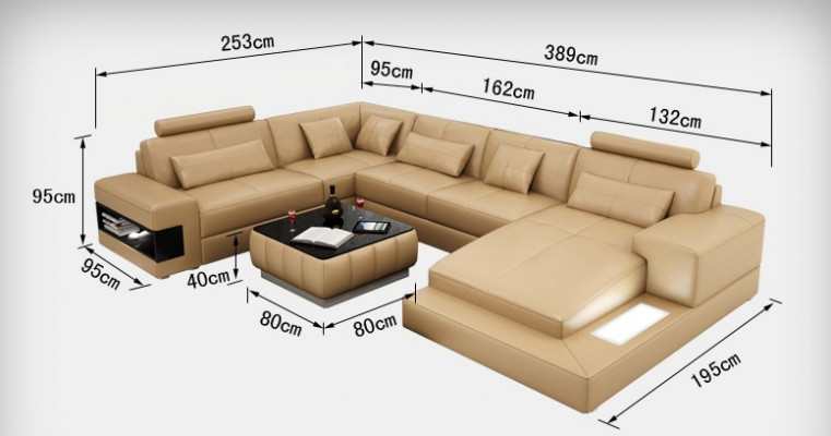 XXL Kožená pohovka s USB, rohová sedací souprava, designová sedací souprava, nová pohovka