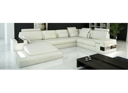 Design Ledersofa Pohovka Pohovka Potah Obývací stěna XXL Big Rohlíková pohovka Rohlík s USB