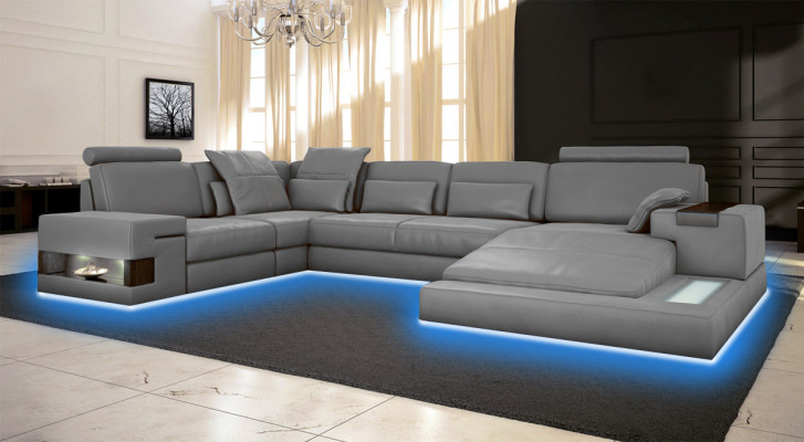 Velká pohovka obývací sofa kožená pohovka s USB design sofa gauč polštář rohová pohovka