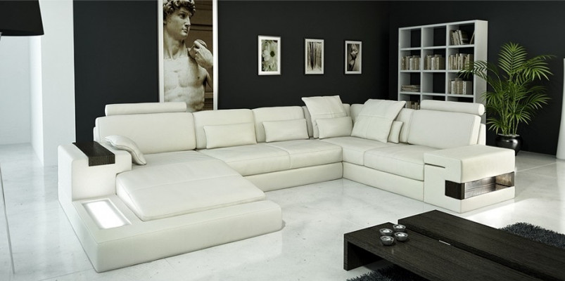 Velká pohovka obývací sofa kožená pohovka s USB design sofa gauč polštář rohová pohovka
