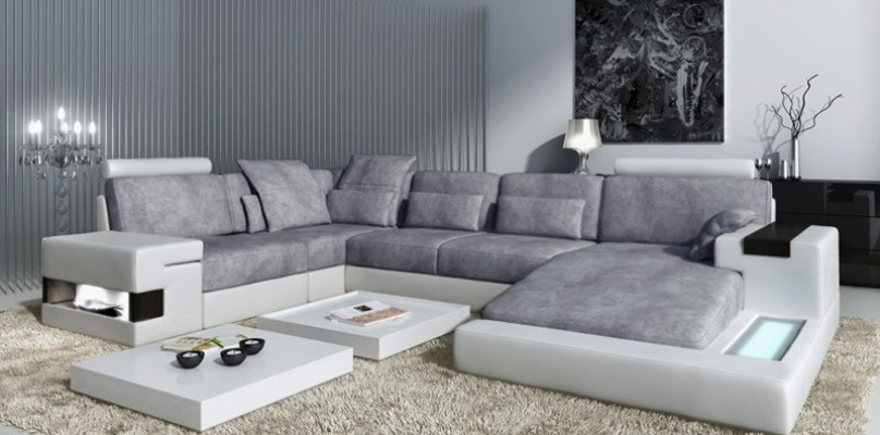 Velká pohovka obývací sofa kožená pohovka s USB design sofa gauč polštář rohová pohovka