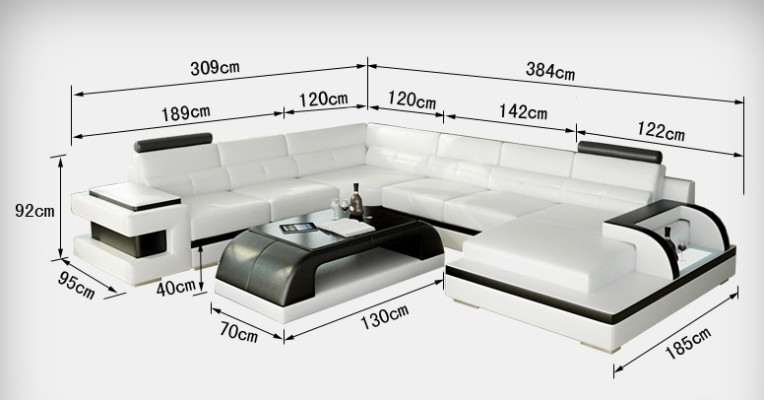 Kůžená pohovka, rohový nábytek, moderní design pohovka L6017