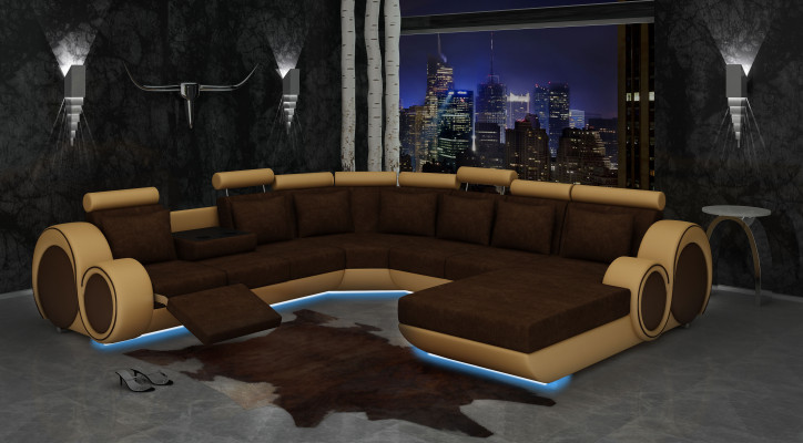 TEXTILNÍ POHOVKA XXL OBÝVACÍ LANDŠAFT TKANINA Pohovka BIG SOFA UHOLNÍKOVÝ ROH SOFA NOVÝ