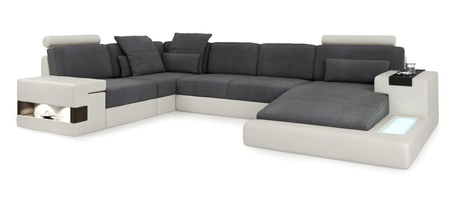 Leder U Form Wohnlandschaft Polster Eckcouch Couch Leder Sofa Ecksofa Eckcouch