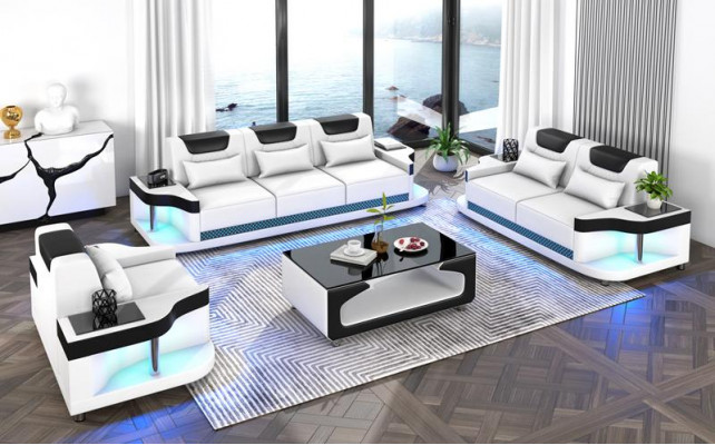 Sofa sestava 3+2+1 sedáků Návrh pohovky Čalouněná pohovka Set obývacího pokoje Kožená