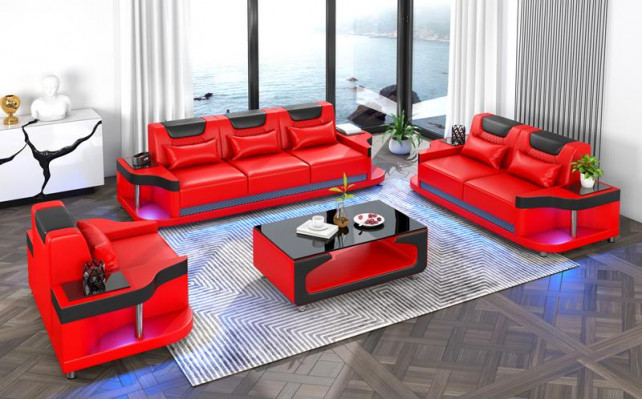 Sofa sestava 3+2+1 sedáků Návrh pohovky Čalouněná pohovka Set obývacího pokoje Kožená