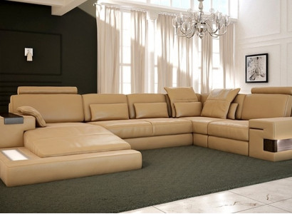 Wohnlandschaft Polster Couch Garnitur XXL Big Sofa Bellini Design Ledersofa Neu  Obývací souprava, polstrovaná pohovka XXL Big Sofa Bellini Design Nový kožený gauč