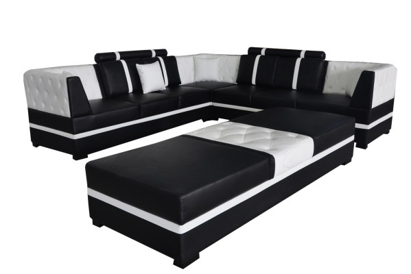 Kůže rohová pohovka gauč čalounění sedadlo obytná krajina moderní design nábytek