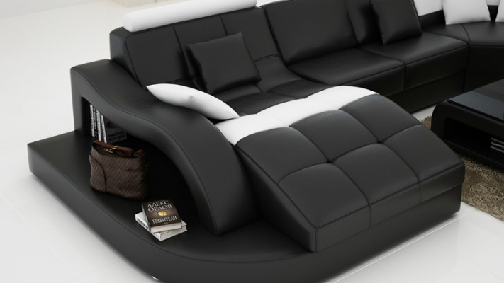 Ledersofa Couch Wohnlandschaft Ecksofa Eck Garnitur Design Modern Sofa L6015B