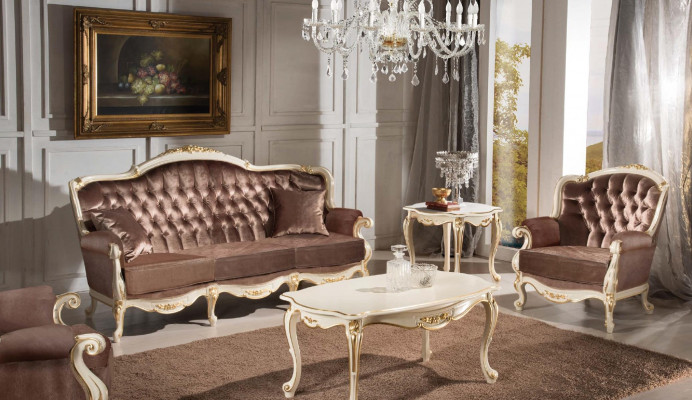 Klasický obývací pokoj Nábytek Pohovka Křeslo Konferenční stůl Konferenční stolek 4ks