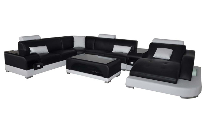 Leder Eck Sofa Eck Wohnlandschaft Garnitur Design Modern Couch Sofas UForm +USB