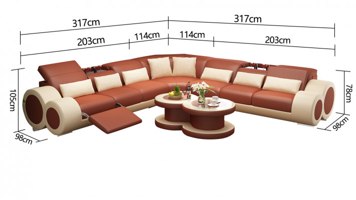 Kůže Pohovka Obývací souprava Rohová pohovka Rovná souprava Design Moderní Pohovka G8035C