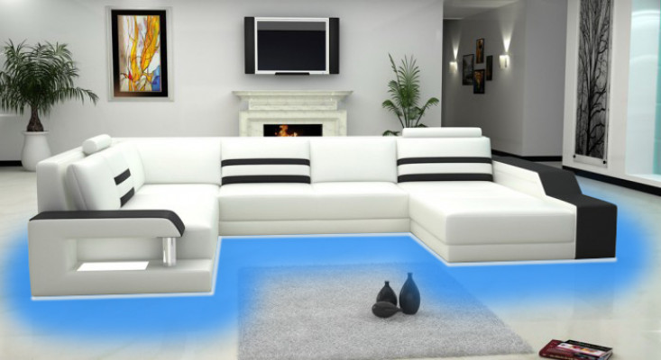 Designersofa rohová sedací souprava pohovka kožená sedací souprava se světlem PHX1