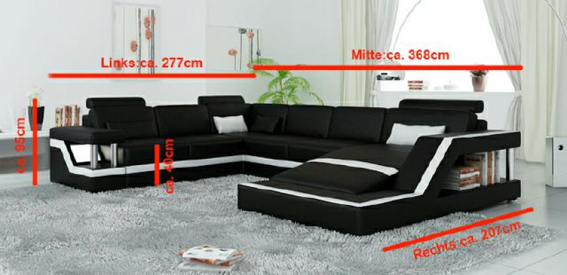 Obývací sestava Big Moderní kůžená sedací souprava + USB Patentováno NOVÉ Designer Sofa Rohová sedací souprava