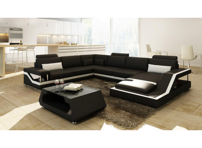 Designer Sofa Rohlíková sedací souprava Big Moderní kožená sedací souprava s USB patentovaná NOVÁ