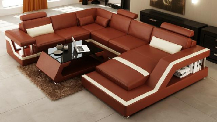 Designer Sofa Rohlíková sedací souprava Big Moderní kožená sedací souprava s USB patentovaná NOVÁ