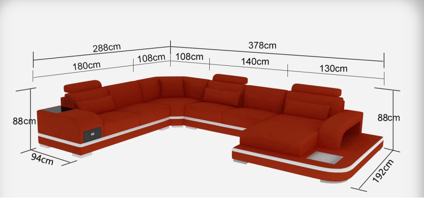 Ecksofa Potahová Pohovka Sedací Kout Kůže Souprava Moderního Uspořádání U Formy