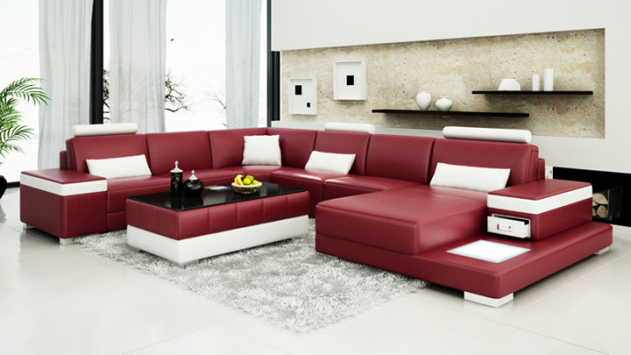 Kůží Couch Wohnlandschaft Koutová pohovka Skládací sestava Design Modern Nová Pohovka L6013