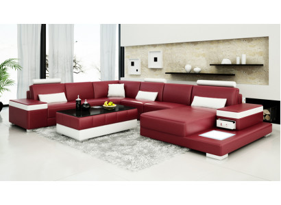Kůží Couch Wohnlandschaft Koutová pohovka Skládací sestava Design Modern Nová Pohovka L6013