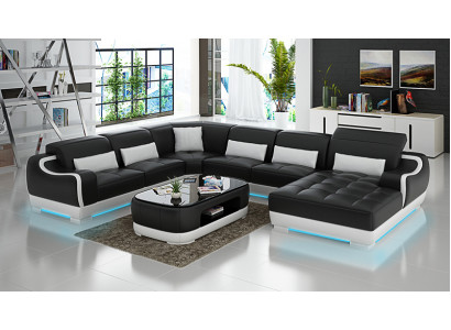 Kůžená sedací souprava, rohová sedací souprava, žijící krajina, obývací pokoj, pohovka G8025