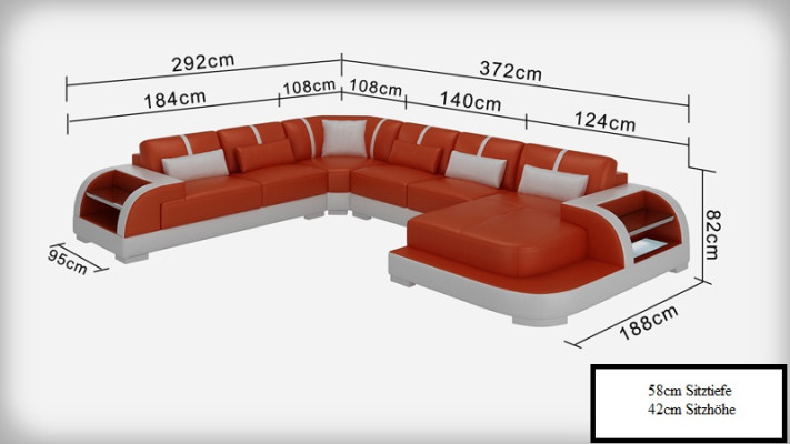 Kožená pohovka Rozkládací sedací souprava Rovná pohovka Rozhodné uspořádání Design Moderní Pohovka