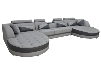 Eck Sofa Polster Couch Sitz Ecke Leder Garnitur U Form Wohnlandschaft