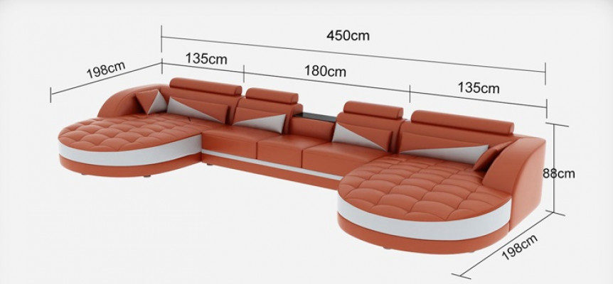 Rohová pohovka potah kreslo souprava moderní U-formát obývací krajina rohový kůže