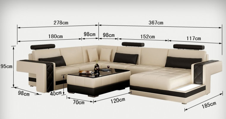 Moderní kožená pohovka, sedací souprava rozkládací pohovka rohová stěnová výzdoba designu