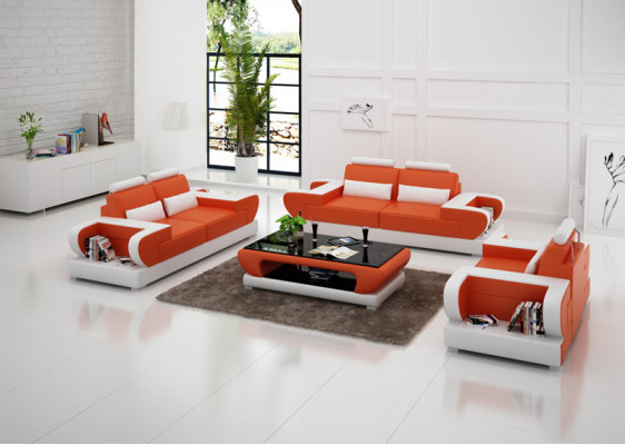 Pohovka ze skutečné kůže Couch set 3+2+1 Sedadlo moderního designu G8003D