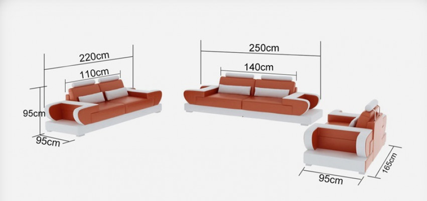 Pohovka ze skutečné kůže Couch set 3+2+1 Sedadlo moderního designu G8003D