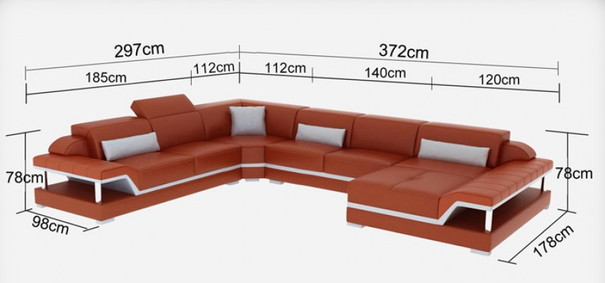 Designová kožená sedací souprava rohová pohovka moderní souprava pohovka roh nová bílá USB