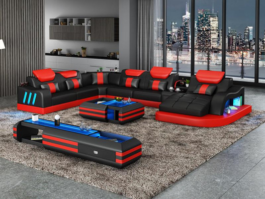 Rohová sedací souprava rohová sedací souprava skříňová U-forma kavárenský stůl kožená sedací souprava obývací stěna Nový