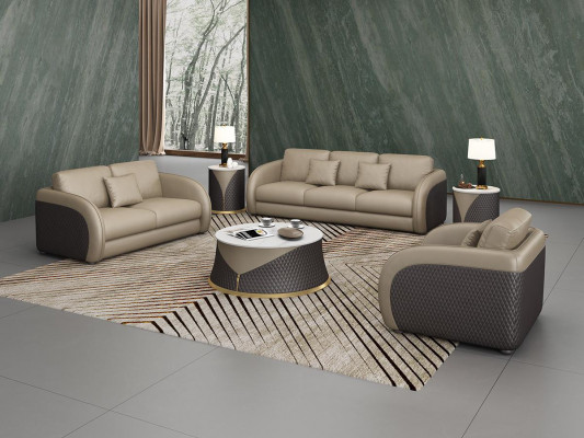 Sedací souprava designová pohovka z kůže s polstrováním 6dílná sada sedací soupravy konferenční stolek.