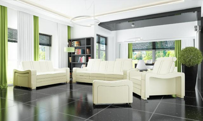 Kůžená pohovka Design Sofa Sedací souprava 3+2+1 s USB Sedací souprava Potahová sedací souprava