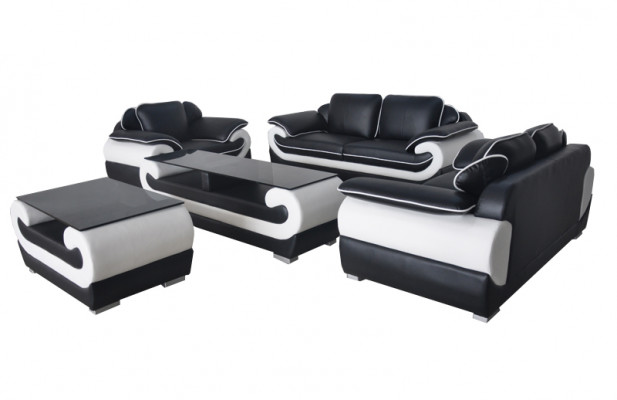 Sofa Couch Sedací souprava Potah Kompletní set Kůže Garnitura 3+2+1 Pohovky Designer