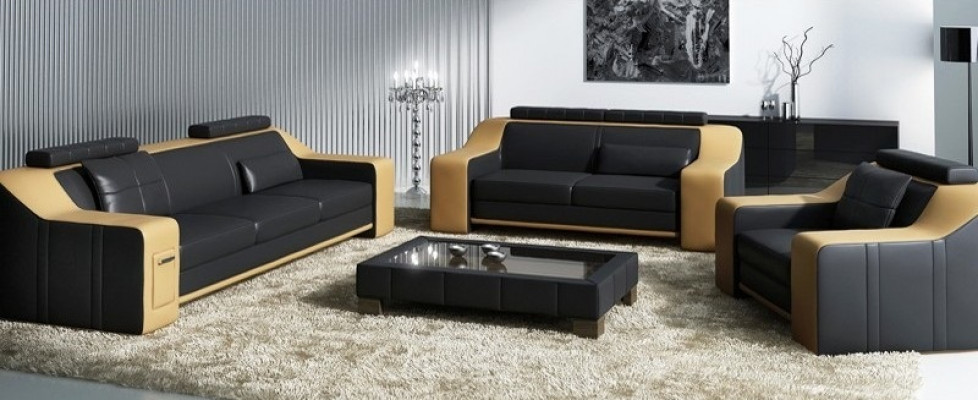 Kůžená sedací souprava sofa gauč polštář sedačka garnitura sedací souprava 3+2+1 Sofy HuttenGB