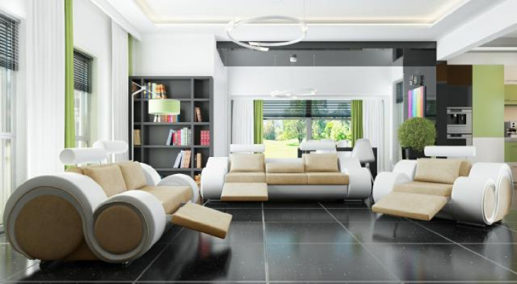 Sofa seto polštářová pohovka kůže set obývací krajina 3+2+1 textil BER