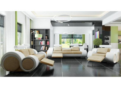 Sofa seto polštářová pohovka kůže set obývací krajina 3+2+1 textil BER
