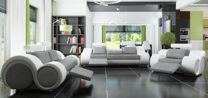 Sofa seto polštářová pohovka kůže set obývací krajina 3+2+1 textil BER