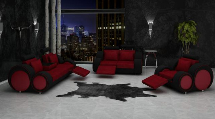 Sofa seto polštářová pohovka kůže set obývací krajina 3+2+1 textil BER
