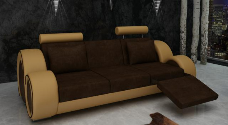 Sofa Kůže Textilie Látka Sedací souprava 3+Chaise+1 USB Žijící krajina Souprava Set