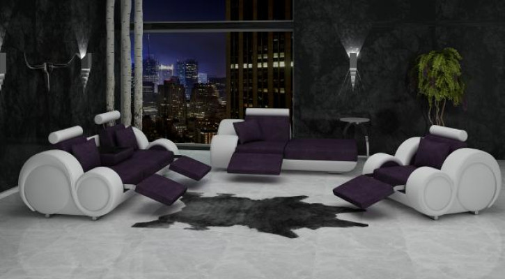 Sofa set Leather & textile fabric + USB, sofa set 3+Chaise+1 living landscape