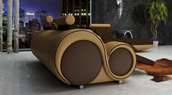Sofa set Leather & textile fabric + USB, sofa set 3+Chaise+1 living landscape