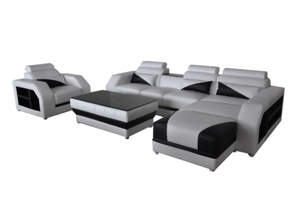 Sofa sestava čalouněná sedací souprava rohová křeslo kůže pohovky křesla stůl gauč